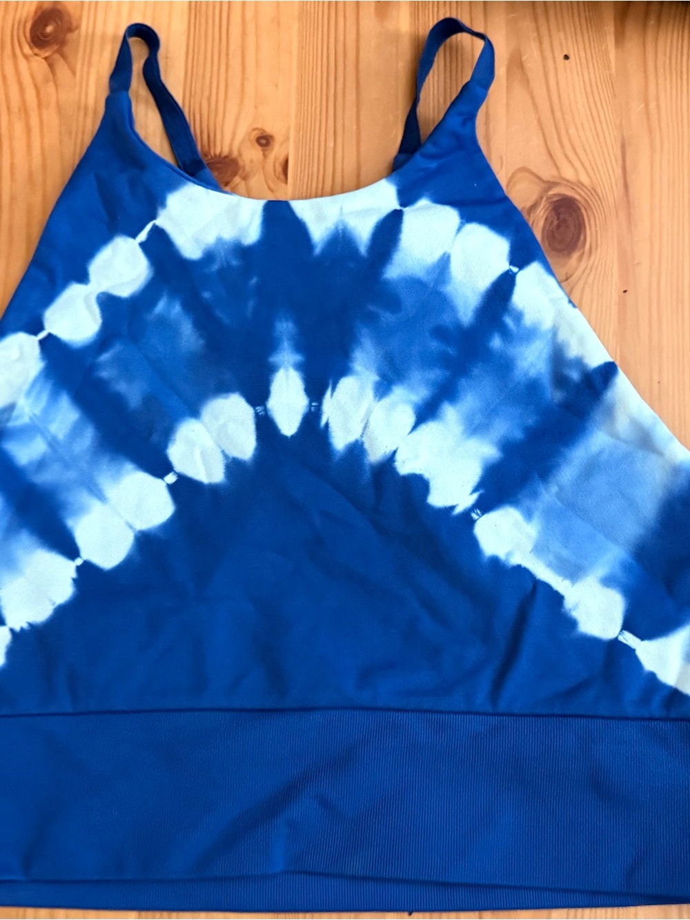 JoyLab Blue and White Tie-Dye Cropped Tank
